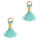 Mini Kwastje Ibiza style 0.7cm Gold-cool aqua blue